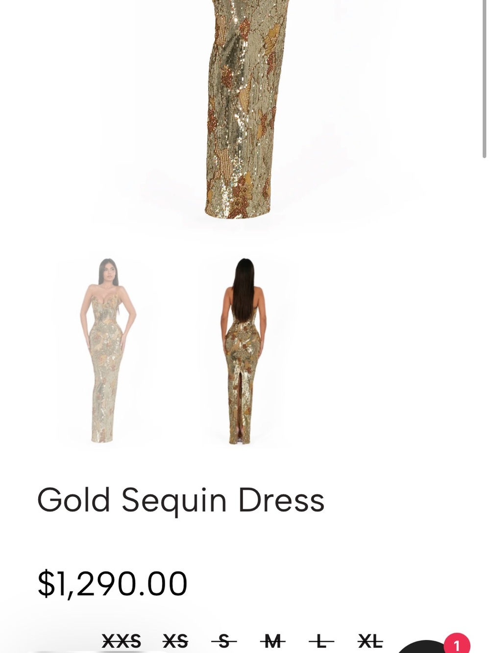 Strapless Gold Sequin Evening Gown - Picture 4 of 5